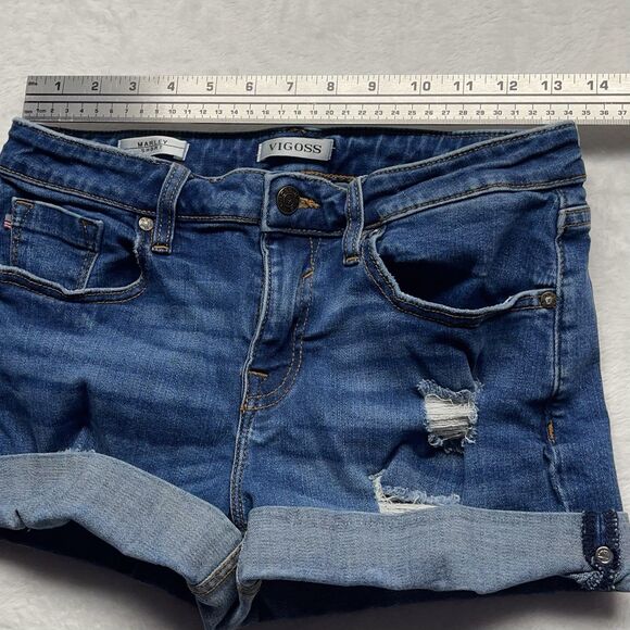 Vigoss Denim Jean Marley Shorts Women's Distressed Stretch Medium Wash Sz 27 - Picture 3 of 14